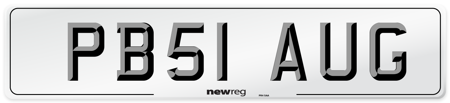 PB51 AUG Number Plate from New Reg